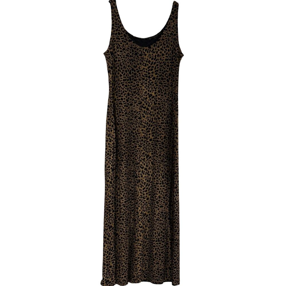 VINTAGE 90s Betty Barclay Leopard Burnout Velvet Sheer Maxi Dress Women's Size L